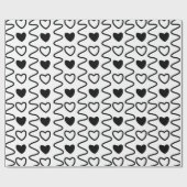 Valentijnsdag Harten Black White Chevron Pattern Cadeaupapier (Vlak)