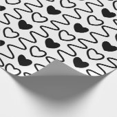 Valentijnsdag Harten Black White Chevron Pattern Cadeaupapier (Hoek)