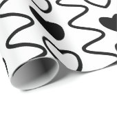 Valentijnsdag Harten Black White Chevron Pattern Cadeaupapier (Rol Hoek)