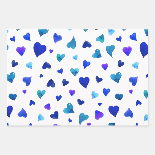 Valentijnsdag harten - blauw inpakpapier vel (Voorkant)
