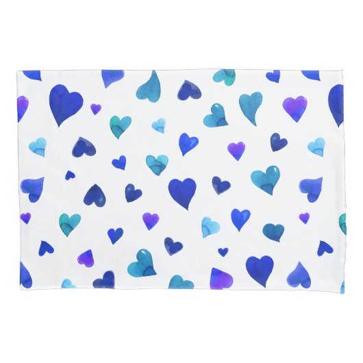 Valentijnsdag harten - blauw kussensloop (Voorkant)