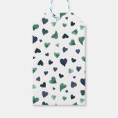 Valentijnsdag harten - blauwgroen cadeaulabel (Voorkant)