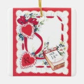 Valentijnsdag Harten, Bloemen en Lint Keramisch Ornament (Voorkant)