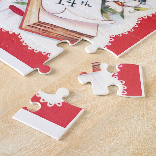 Valentijnsdag Harten, Bloemen en Lint Legpuzzel (Zijkant)