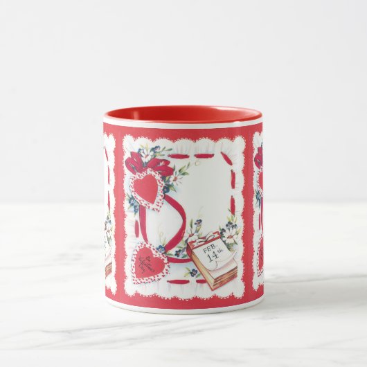 Valentijnsdag Harten, Bloemen en Lint Mok (Midden)