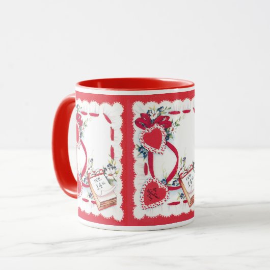  Valentijnsdag Harten, Bloemen en Lint Mok (Voorkant links)