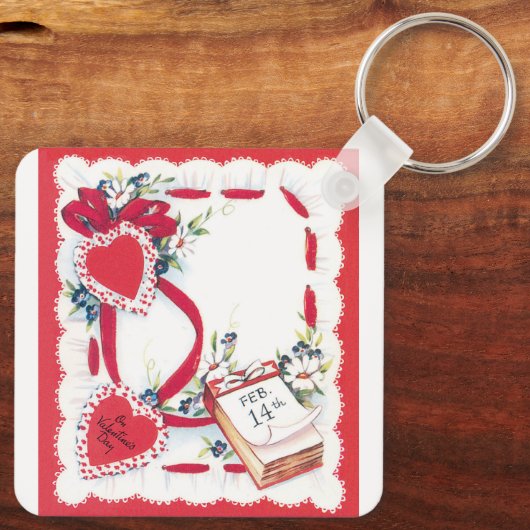  Valentijnsdag Harten, Bloemen en Lint Sleutelhanger (Achterkant)