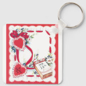 Valentijnsdag Harten, Bloemen en Lint Sleutelhanger (Achterkant)