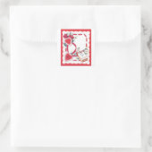  Valentijnsdag Harten, Bloemen en Lint Vierkante Sticker (Tas)