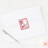  Valentijnsdag Harten, Bloemen en Lint Vierkante Sticker (Envelop)