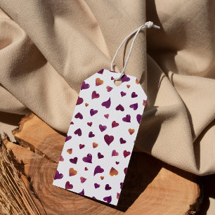 Valentijnsdag harten - burgundy cadeaulabel