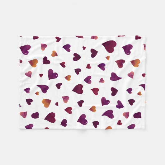 Valentijnsdag harten - burgundy fleece deken (Voorkant (Horizontaal))