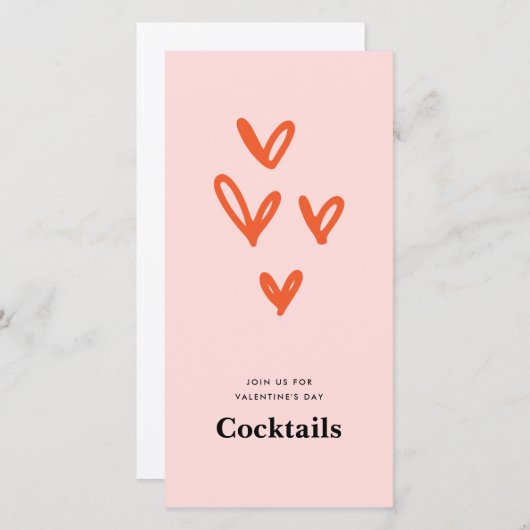 Valentijnsdag Harten Cocktail Party Uitnodiging (Voorkant / Achterkant)
