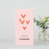 Valentijnsdag Harten Cocktail Party Uitnodiging (Staand voorkant)