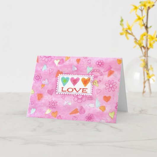 Valentijnsdag Harten die liefde sturen wenst Kaart (Gele Bloem)