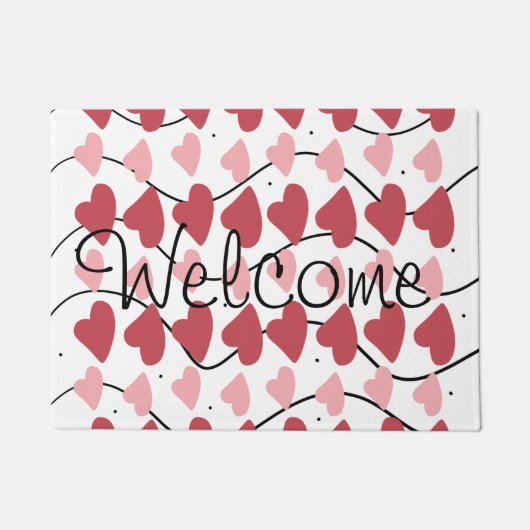 Valentijnsdag Harten Doodle Krabbels Deurmat (Voorkant)