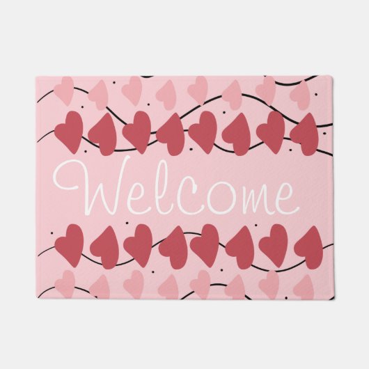 Valentijnsdag Harten Doodle Krabbels Roze Deurmat (Voorkant)