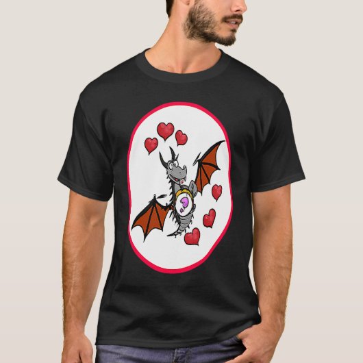 Valentijnsdag harten draak t-shirt (Voorkant)