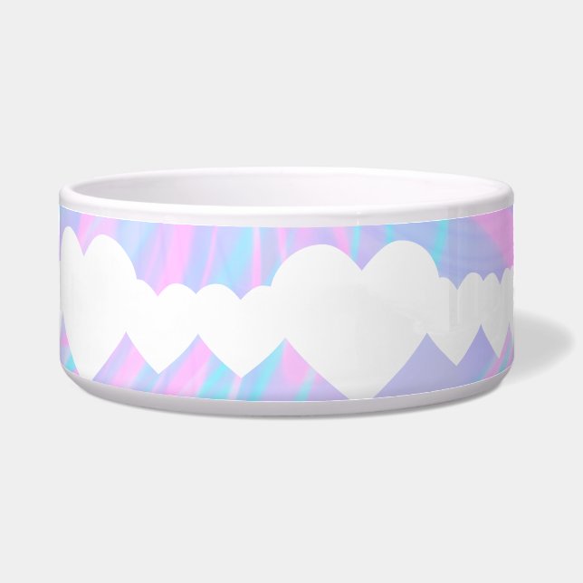 Valentijnsdag Harten en Abstract kleurrijk Roze Voerbakje (Voorkant)