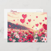 Valentijnsdag harten en bloemen feestdagenkaart (Voorkant / Achterkant)