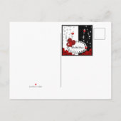 Valentijnsdag harten en kralen parelrood zwart met uitnodiging briefkaart (Achterkant)