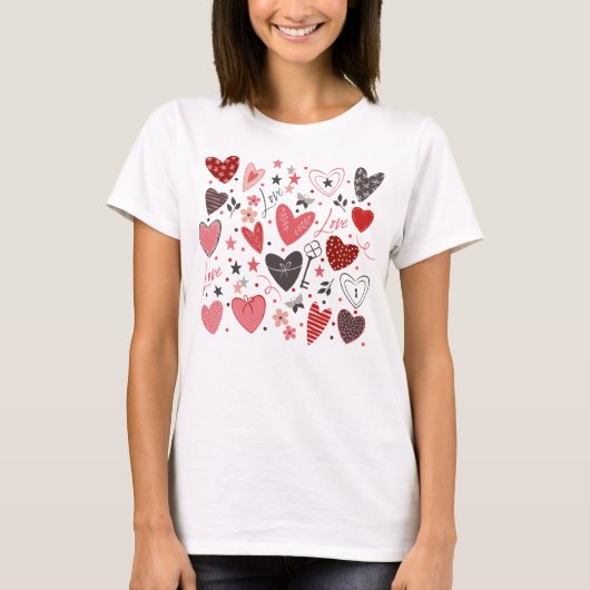 Valentijnsdag harten en liefde Schattige en stijlv T-shirt (Voorkant)