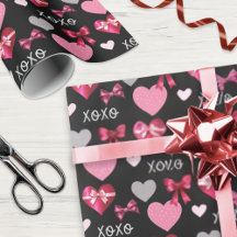 Valentijnsdag Harten en Lint Roze Rood Zwart