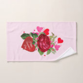 Valentijnsdag Harten en Rode Roos Handdoek (Handdoek)