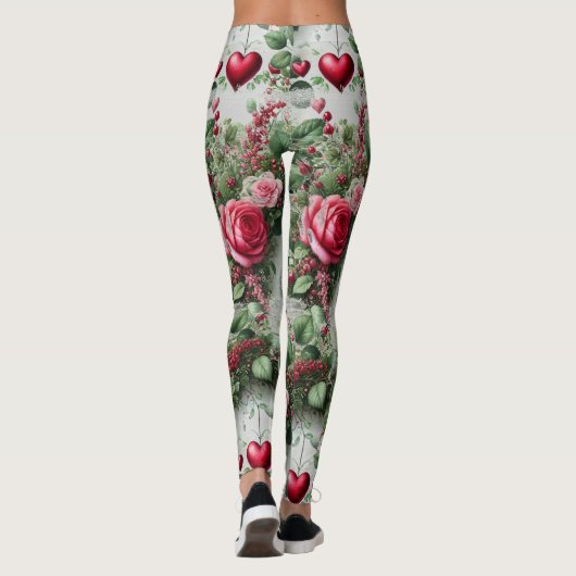 Valentijnsdag Harten en Rozen Leggings (Achterkant)