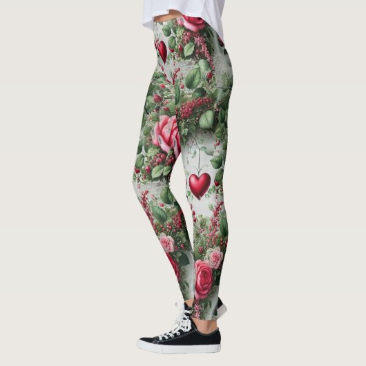 Valentijnsdag Harten en Rozen Leggings (Links)