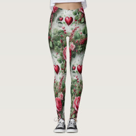 Valentijnsdag Harten en Rozen Leggings