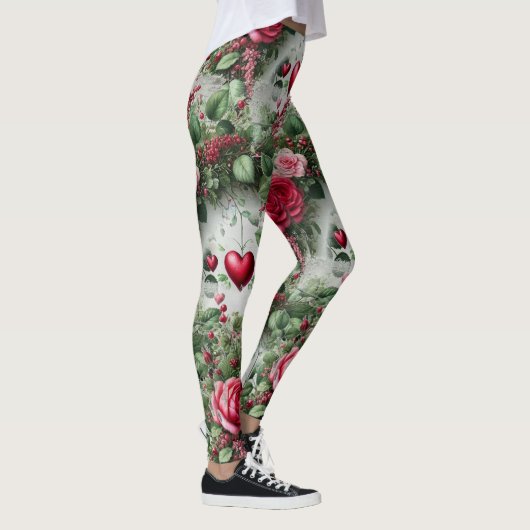 Valentijnsdag Harten en Rozen Leggings (Rechts)