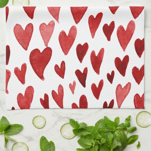 Valentijnsdag harten explosie - roze en rood theedoek (Gevouwen)