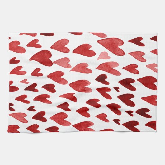 Valentijnsdag harten explosie - roze en rood theedoek (Horizontaal)