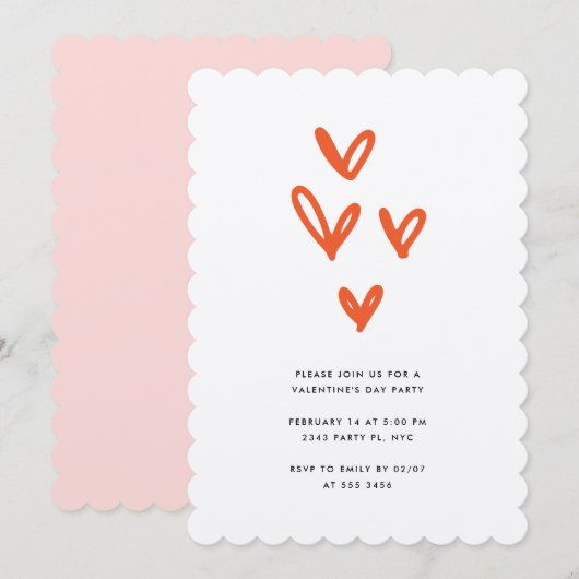 Valentijnsdag Harten Feest Uitnodiging (Voorkant / Achterkant)