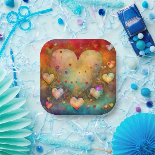 Valentijnsdag  harten gepersonaliseerd papieren bordje (Feest)