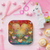 Valentijnsdag  harten gepersonaliseerd papieren bordje (Feest)