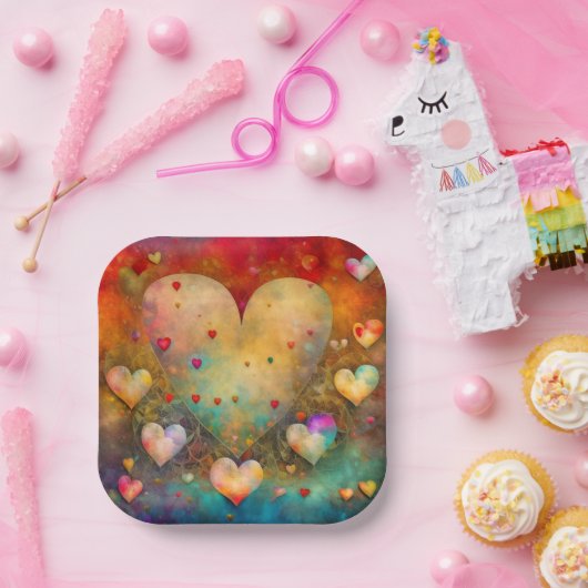 Valentijnsdag  harten gepersonaliseerd papieren bordje (Feest)