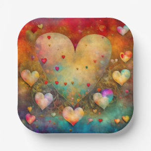 Valentijnsdag harten gepersonaliseerd papieren bordje