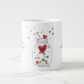 Valentijnsdag harten in potmonogram grote koffiekop (Voorkant)