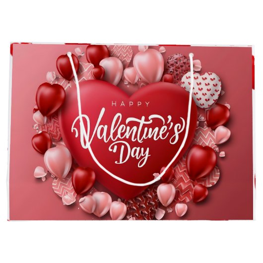 Valentijnsdag Harten in Rood Groot Cadeauzakje (Achterkant)
