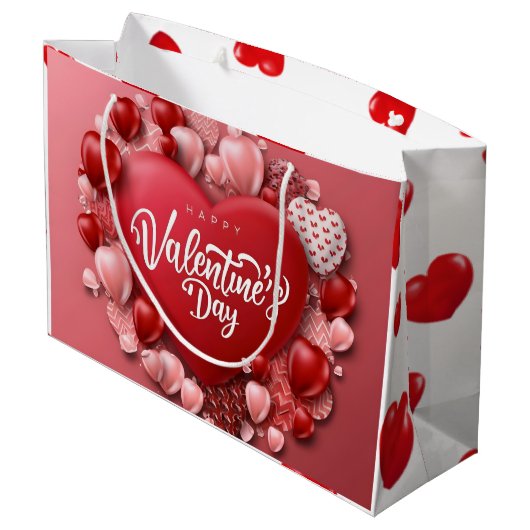 Valentijnsdag Harten in Rood Groot Cadeauzakje (Achterkant Gekanteld)