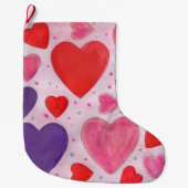 Valentijnsdag Harten in roze Paars en rood Grote Kerstsok (Voorkant)