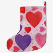 Valentijnsdag Harten in roze Paars en rood Grote Kerstsok (Achterkant)