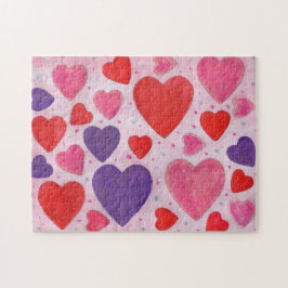 Valentijnsdag Harten in roze Paars en rood Legpuzzel