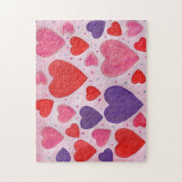Valentijnsdag Harten in roze Paars en rood Legpuzzel