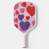 Valentijnsdag Harten in Roze Paarse Rood Patroon Pickleball Paddle (Achterkant)