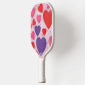Valentijnsdag Harten in Roze Paarse Rood Patroon Pickleball Paddle (Links)