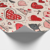 Valentijnsdag harten inpakpapier (Hoek)