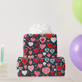 Valentijnsdag harten inpakpapier